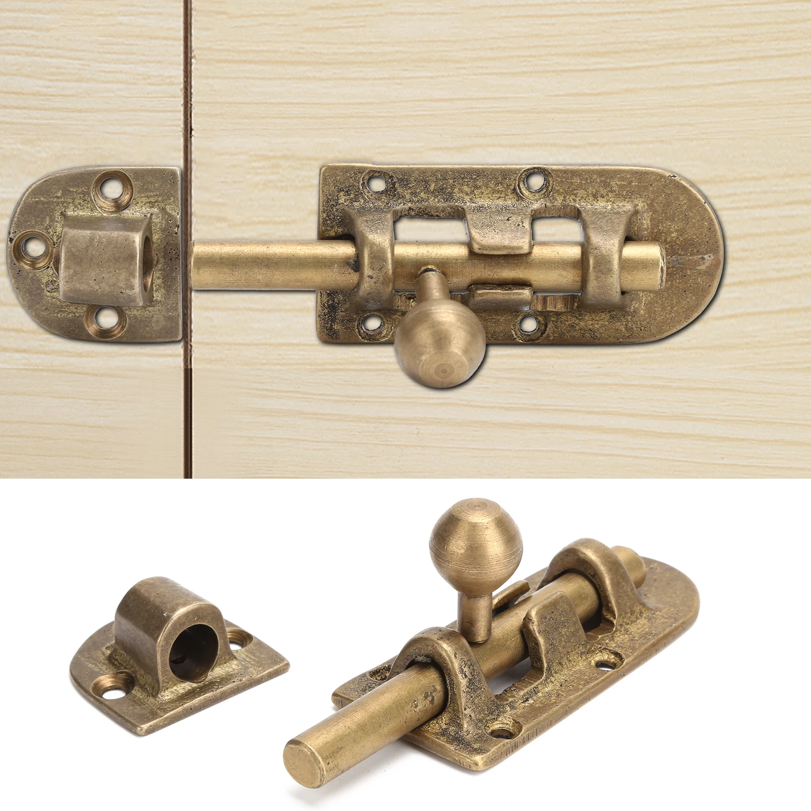 Vintage Messing-Türriegel, Antike Tür- und Fensterriegel, Schiebeverschluss-Hardware-Beschläge