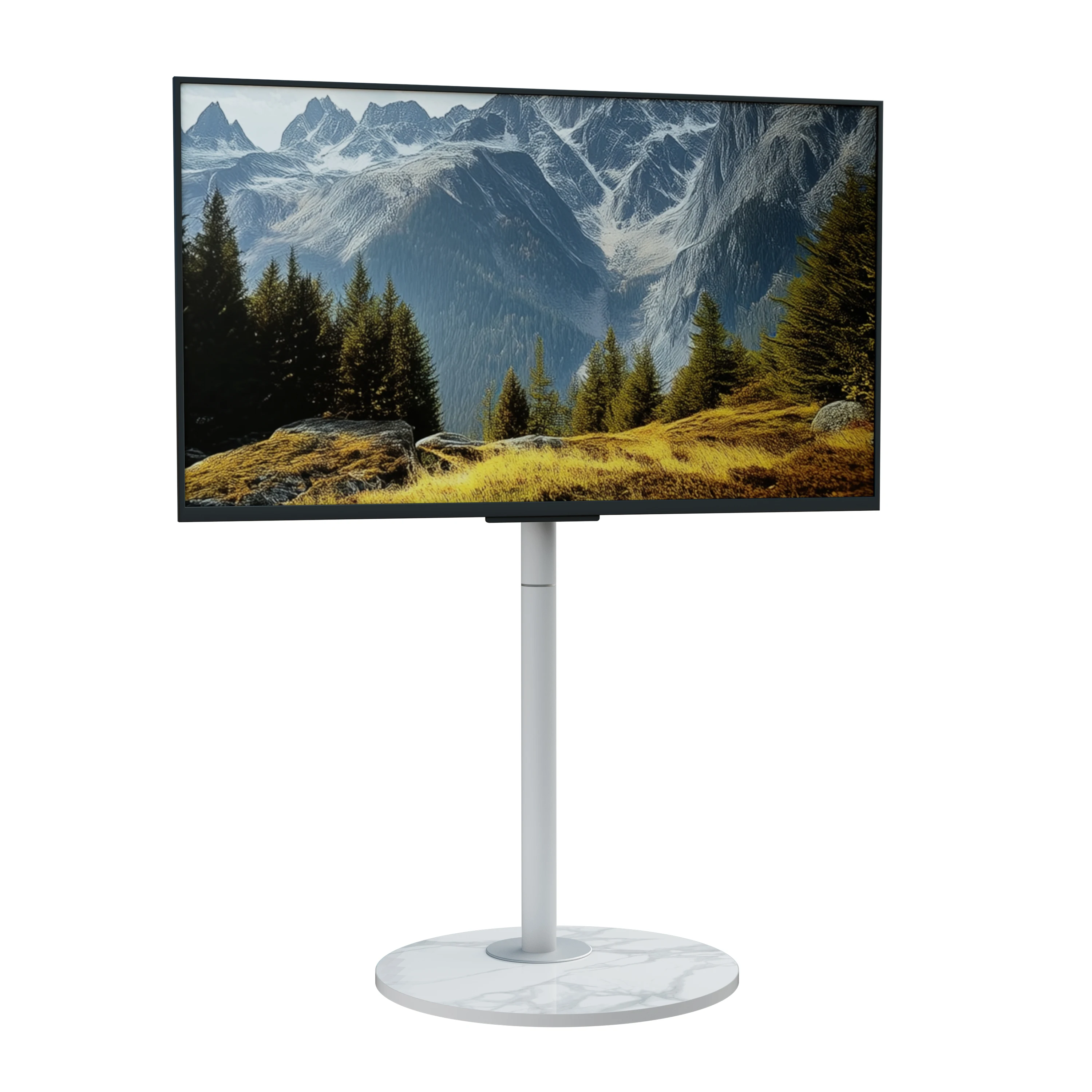 Unho Weißer Rollbarer TV-Ständer Geeignet für Drehbare Tragbare Fernsehständer im Wohnzimmer, Passend für 40-75-Zoll LCD LED OLED Fernseher, Höhenverstellbar, TV-Ständer mit Holzsockel, Mobiler TV-Wagen Tragkraft bis zu 110 Pfund