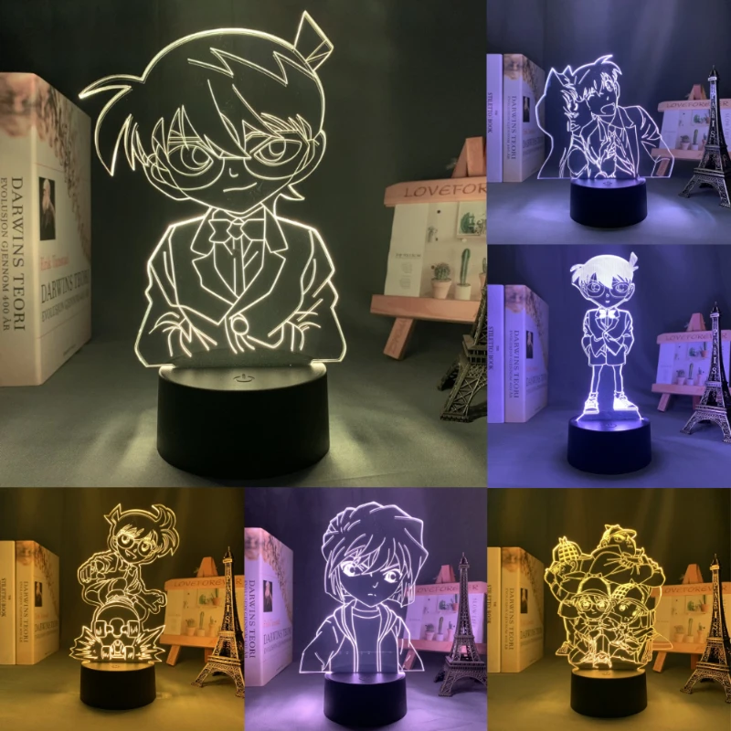 Detektiv Conan 3D Nachtlichter Anime Figur Conan Edogawa Haibara Ai Schreibtischlampen Kinder Kawaii Bettkopf Schlafzimmer Dekoration