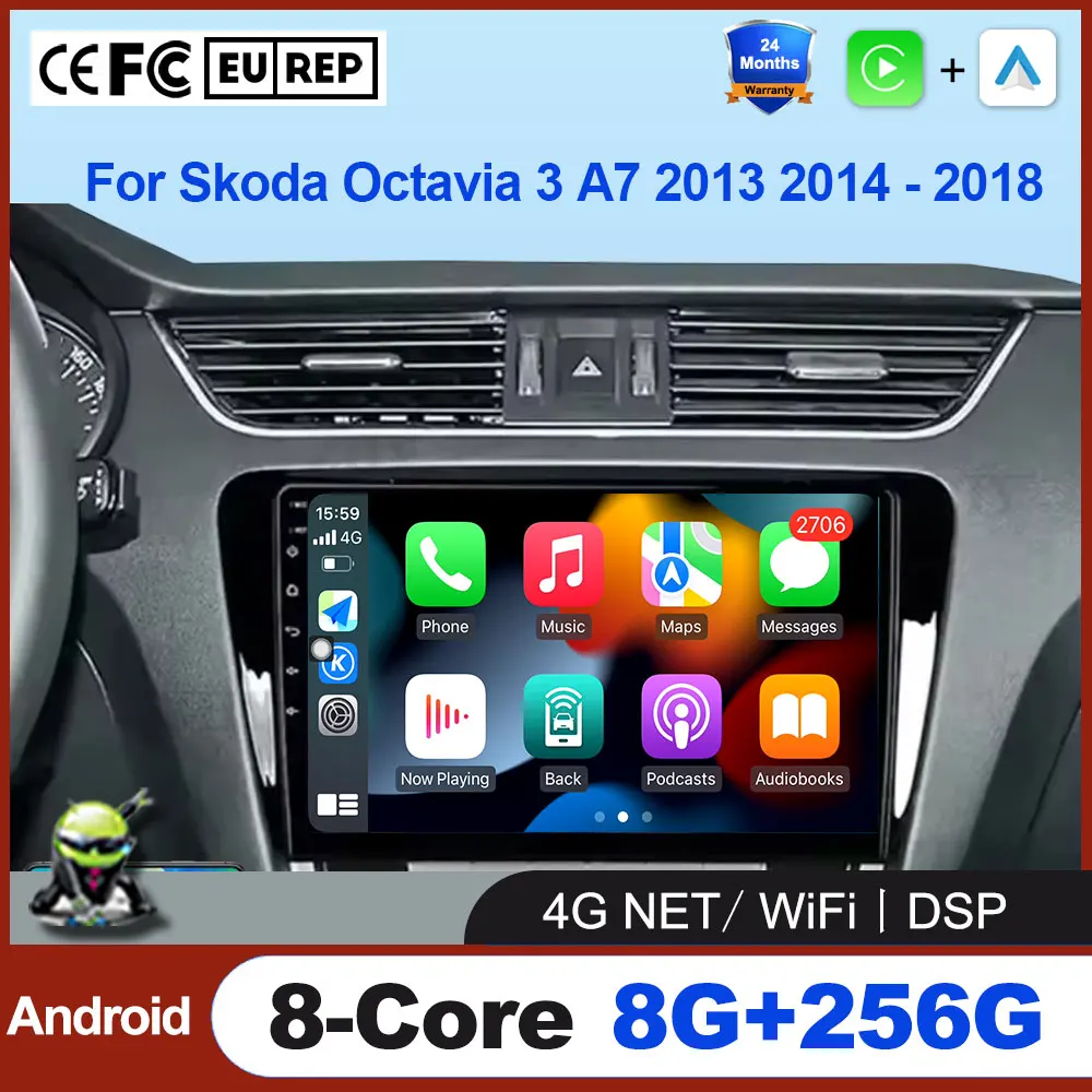 Für Skoda Octavia 3 A7 2013 2014 - 2018 Kabelloses CarPlay Android OS Auto Radio Video GPS-Navigation Stereoanlage GPS-Navigationsgerät