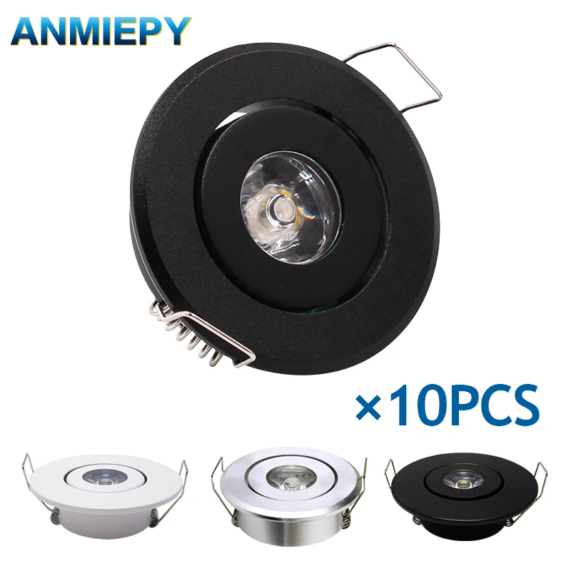 10 Stück 85–265 V LED-Mini-Deckenstrahler, dimmbar, 1 W, 3 W, 110 V, 22 V, eingebettetes LED-Downlight, Weiß, Schwarz, Silber, inklusive Antrieb