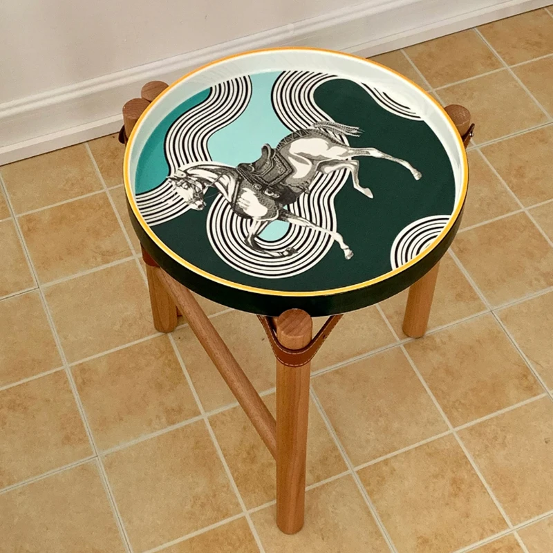 Vintage Couchtisch, Wohnzimmer-Sofa-Beistelltisch, Keramiktablett, Teetisch aus massivem Holz, kreativer Aufbewahrungsschreibtisch, nordische Möbel