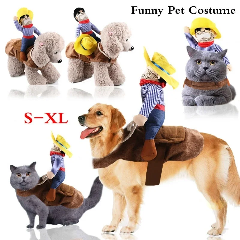 Haustier Hund Cowboy Reiter Kleidung mit Hut Niedlicher Anzug für Halloween Weihnachten Festival Party Dekorationen Welpen Hunde Cosplay Kostüm