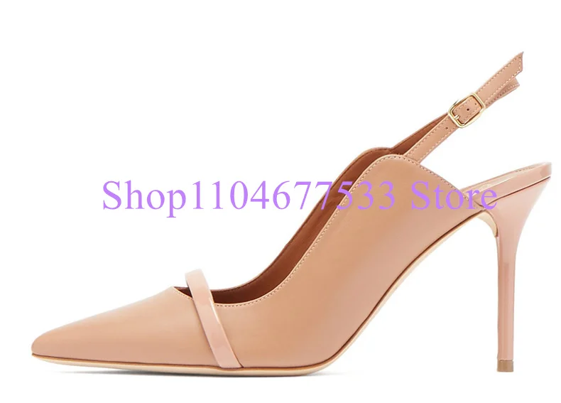 Nude Farbe Straps Dame Pumpt Schuhe Sexy Spitz Dünne Ferse Frau High Heels Schuhe Große Größe Kleid Party Slingback Schuhe