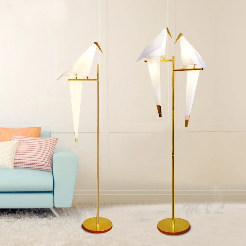 Led Vogel Papier Boden Lampe Home Deco Moderne Gold Stehen Lampe Schlafzimmer Wohnzimmer Origami Boden Licht Studie Lesen Neben lampe