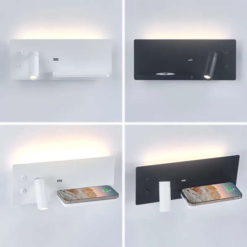 LED Einstellbare Winkel Wand Lampe USB Lade Port Drahtlose Lade Wand Lampe Studie Schlafzimmer Nachttisch Lampe Beleuchtung Leuchte
