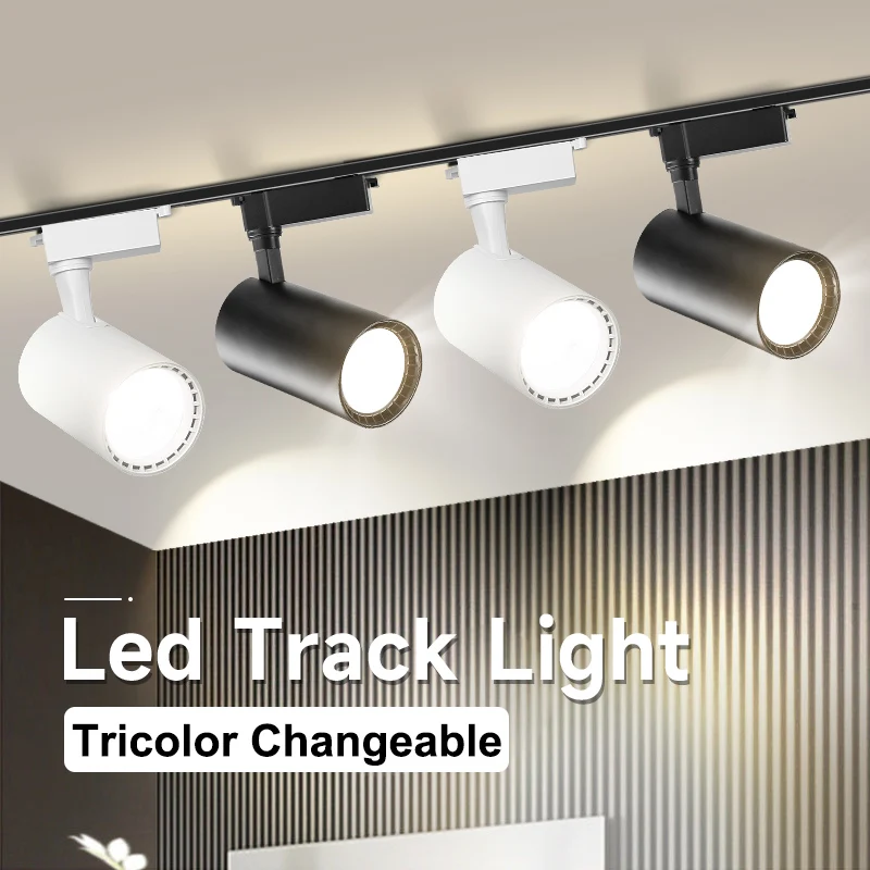 LED-Schienenstrahler Dreifarbig Schienensystem Deckenleuchte Dreifarbiger LED-Spot 20W Strahler Innenbeleuchtung für Wohnzimmer-Dekoration