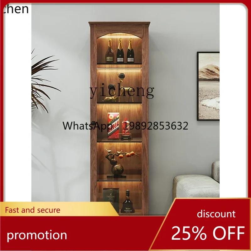 HXL North American Weinschrank aus schwarzem Walnussholz, Bücherregal, Vitrine, TV-Seite aus Glas