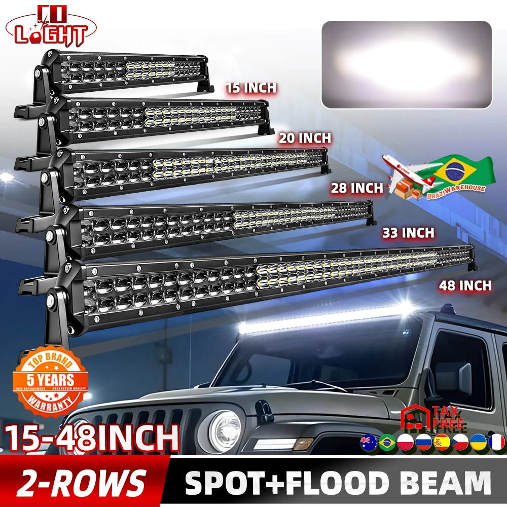CO LIGHT LED-Lichtleiste 48 Zoll Doppelreihige Flut- und Spot-Kombinationsleuchte LED-Balken Fahrlichter Boot-LED Offroad-Leuchten für LKWs SUVs Autos