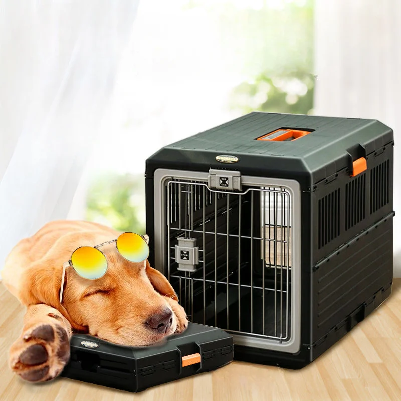 Tragbarer faltbarer Hunde käfig übergroßer atmungsaktiver Haustier Airline Box Auto Haustier käfig für unterwegs Multifunktions faltbarer Haustier käfig