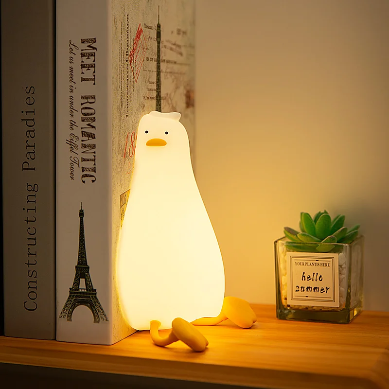 USB wiederaufladbare Tischlampe Ente Silikon Schlaflampe Stimmungslicht Nachttisch für Raumdekoration Kreatives Geschenk Kinder Nachtlicht