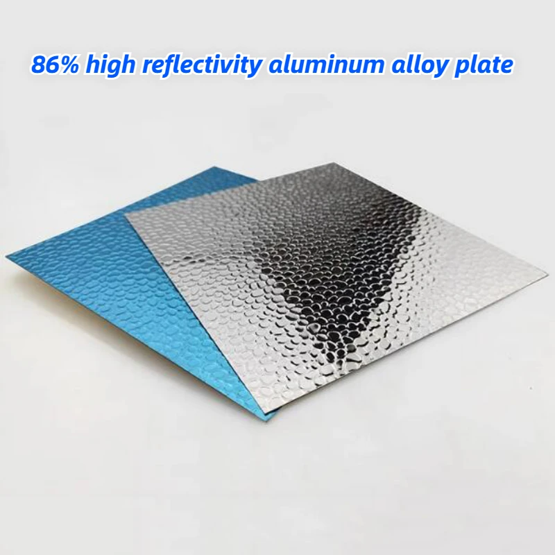 2–5 Stück 86 % hohe Reflexibilität, flache Al-Blätter, geprägtes Bohnenmuster, Hammerkorn, Spiegellampe, reflektierende Abdeckung, Aluminiumplatten