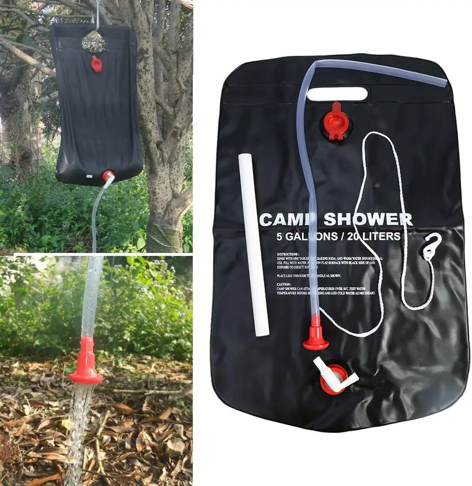 Camping-Dusche, Solar-Duschtasche, 20-l-Camping-Duschset, Solar-Dusche für Camping, tragbarer Solar-Wasserbeutel, für Wandern/Camping/Poo
