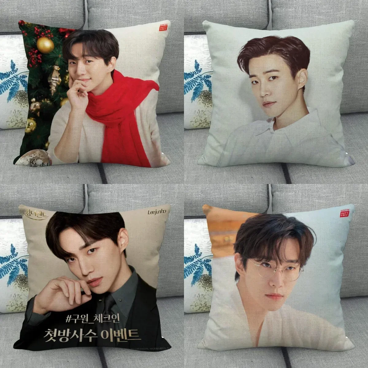 Kpop Lee Junho Kissenbezug, hochwertiger Heimtextilien-Baumwoll-Leinen-Stoff, 45 x 45 cm, einseitige Dekoration, Kissenbezug, neu WJY10.16