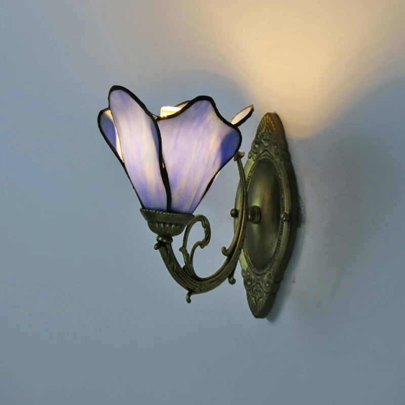 Mediterrane Wandleuchte aus Buntglas, modernes Nachttisch-Schlafzimmer, Tiffany-Vintage-Beleuchtung, Innenwandleuchte, Spiegelleuchten