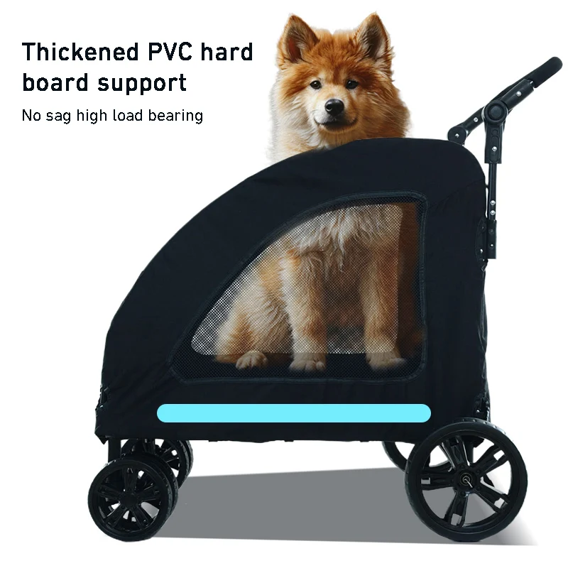 Großer Haustier-Kinderwagen für Outdoor-Reisen, Hunde-Mobilitätsroller, Geräumiger Hunde-Transportwagen, Multifunktionaler Faltbarer Haustier-Kinderwagen