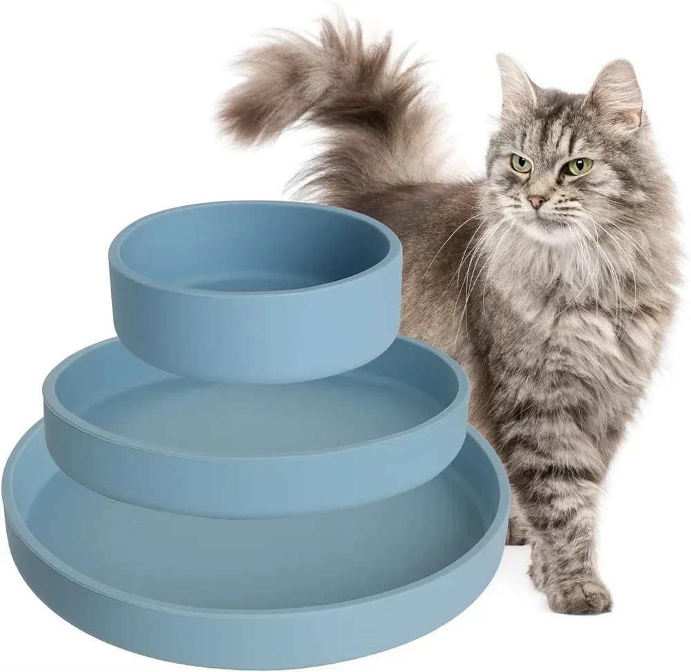 Katze Schüssel Silikon Fall-beständig Haustier Katze Fütterung Wasser Schüssel Für Hunde Feeder Liefert Nass und Trocken Trennung Lebensmittel behälter