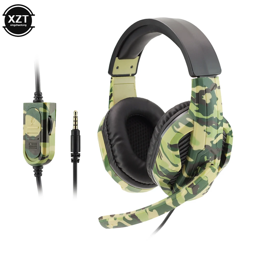 Camouflage Gaming Headset 3,5mm AUX Jack Wired Kopfhörer Gamer Cool Game Kopfhörer Mit Mikrofon Für PS4 Xbox One PC telefon