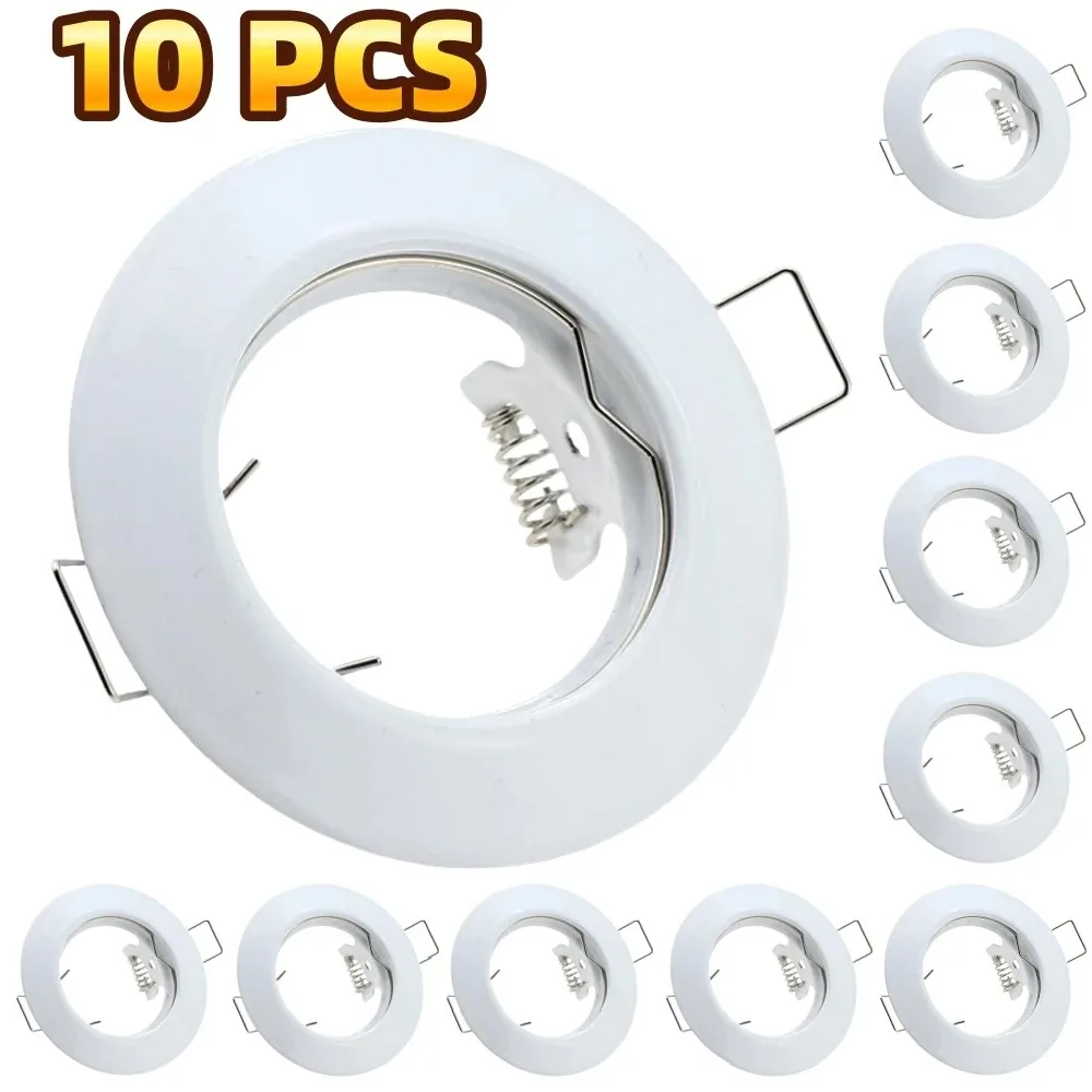 1/10 Stück Einbaustrahler für Decke, Wohnzimmer, Schlafzimmer, Runder Metall-Downlight-Bausatz, Spot-Lampenhalterung mit GU10/MR16 Fassungen