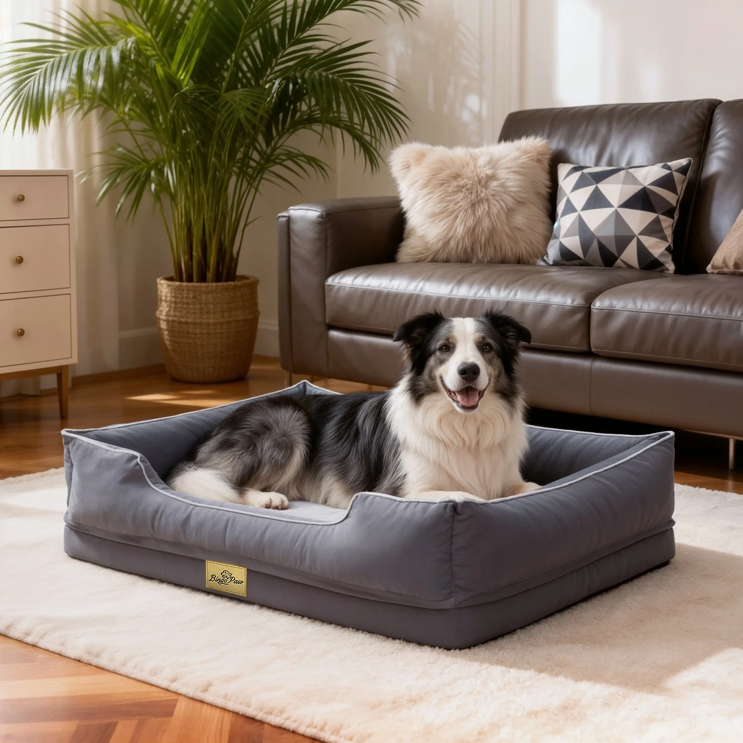 M-3XL Rechteckige Hundebetten Orthopädisches Hunde-Sofa mit Polster Waschbares Haustier-Loungebett Schwammbasis für Große Hunde Wasserdichte Auskleidung Abnehmbarer Bezug