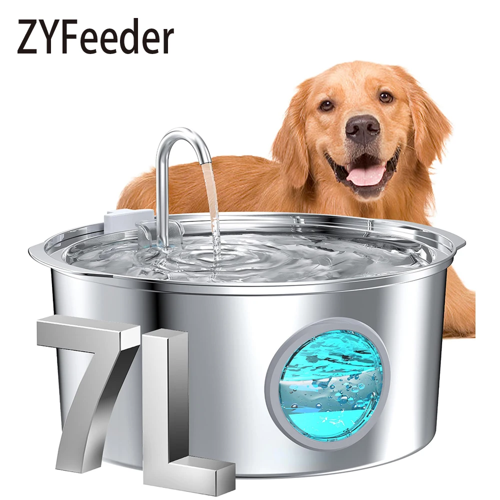 7L Große Kapazität Edelstahl Katze Wasser Brunnen Hund Haustier Automatische Wasser Brunnen Feeder Fenster Leise (Kein 5V 1A Stecker)