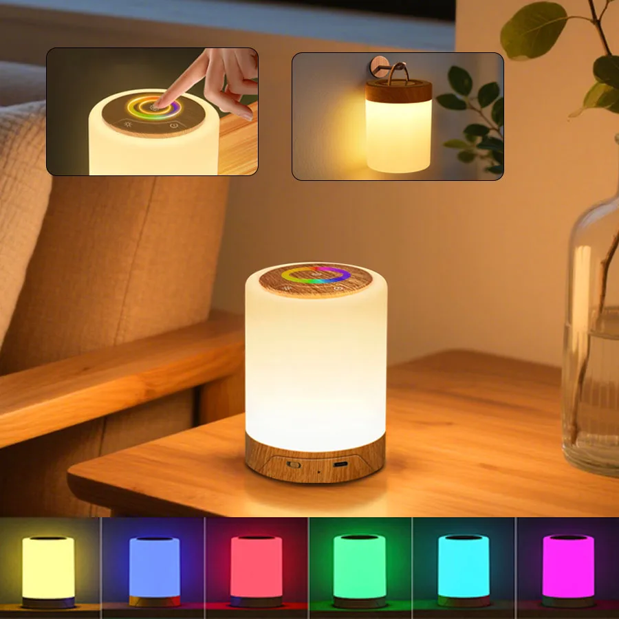 Touch-Tischlampe, wiederaufladbar, Schlafzimmer-Nachttischlampen, RGB, warmweißes Nachtlicht, dimmbare LED-Schreibtischlampe für Wohnzimmer, Zuhause, Geschenke