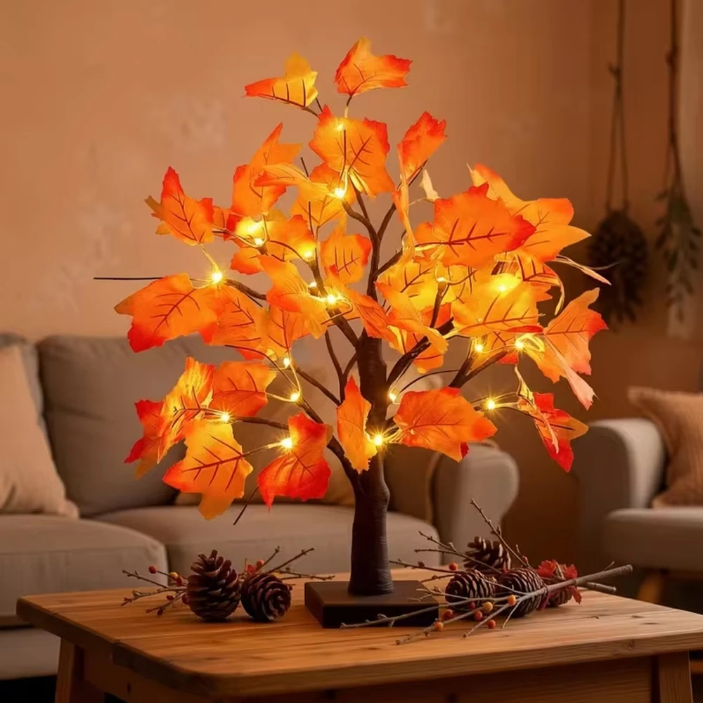 1 Stück 24 LED Künstlicher Schwarzer Birkenbaum Lichterbaum DIY Zweige Tischlampe für Herbstgeschenke, Zuhause, Schlafzimmer, Feiertagsparty, Halloween-Deko