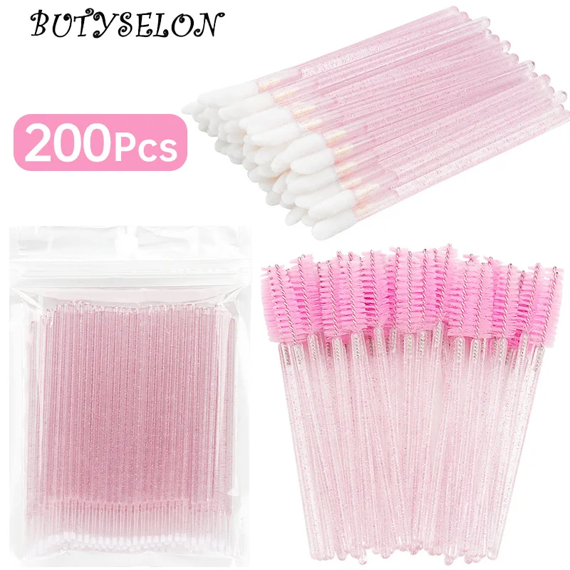 200pc Make-Up Pinsel Set Wimpern Verlängerung Microbush Lippenstift Mascara Wands Applikator Augenbraue Kamm Schönheit Liefert Kosmetik Werkzeug