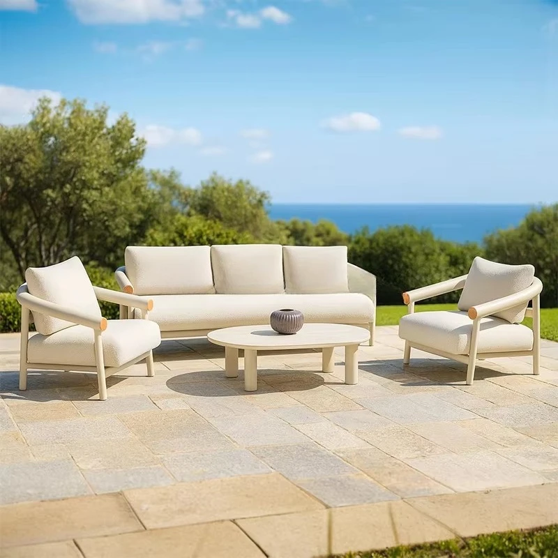 # Outdoor-Sofa für Villa und Garten: Aluminium-Legierungsmöbel, Wasserfest und Sonnenschutz-Beständig, für Hotels und Resorts, mit Kaffeetisch