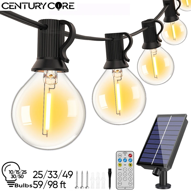 LED G40 Solar-Lichterkette 24V E12 USB Wiederaufladbare Solarleuchte mit Fernbedienung Dekorationsbeleuchtung Outdoor Wasserdichte Garten-Lichterkette