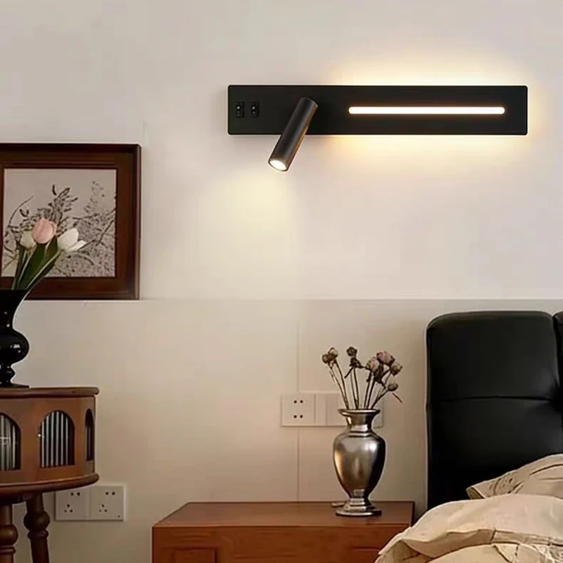 Led Wand Lampe Moderne Einfachheit Innen Wand Licht Schlafzimmer Nacht Lampe Nachttisch Lampe LED Licht mit USB Handy Aufladen