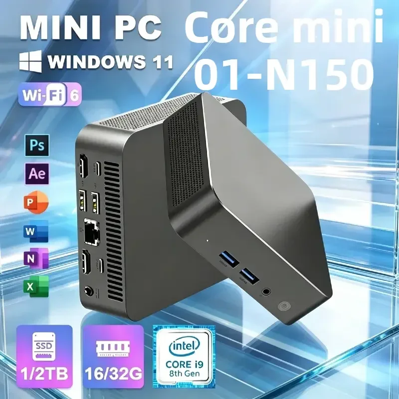 2026 Intel Core N150 Mini PC 16GB RAM 1TB SSD WiFi 6 BT5.2 Windows 11 4K Portable Mini PC Gaming Desktop Computer