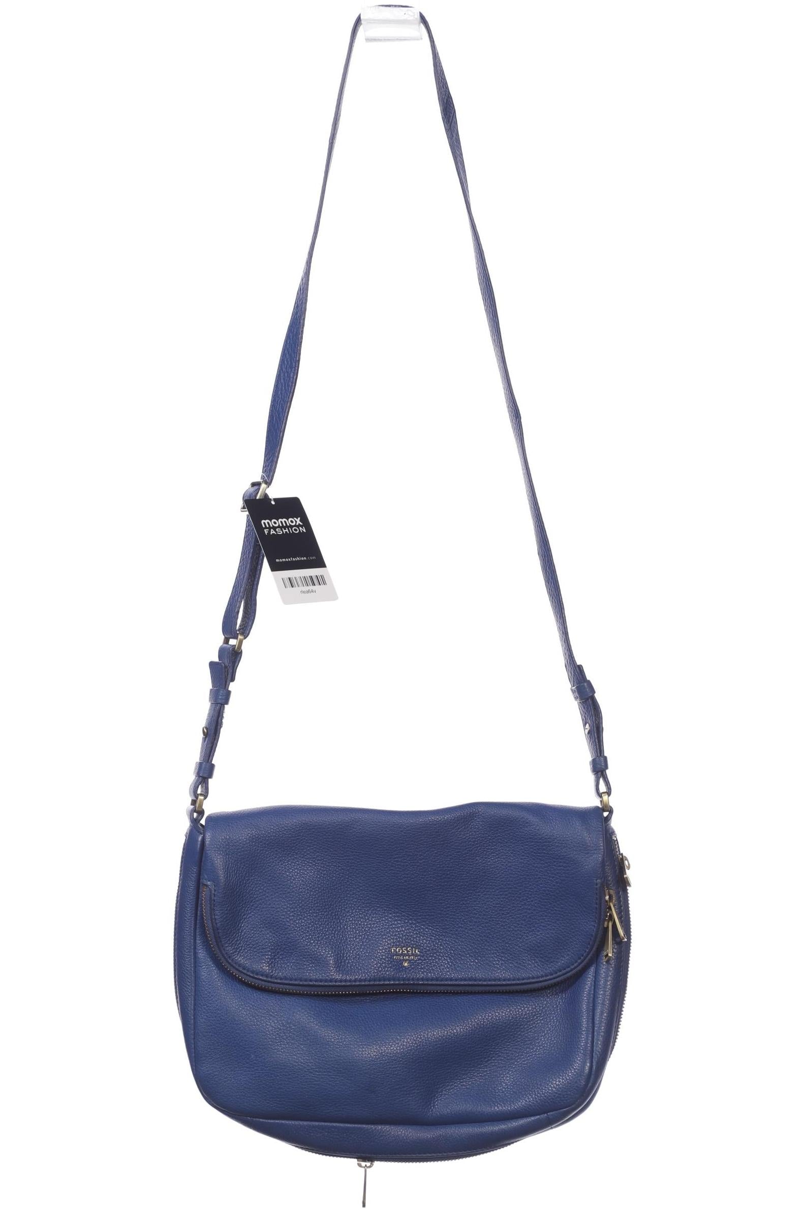 Fossil Damen Handtasche gross Leder, Gr. , Blau, Leder