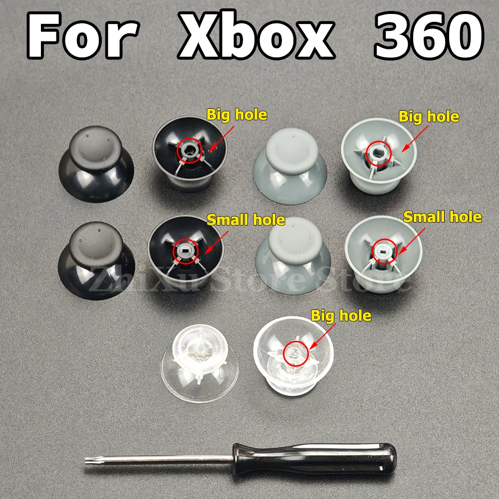 7in1 Black Gray Transparent 3d Analog Stick for Xbox 360 Controller Thumbsticks Caps for Xbox 360 Gamepad Repair Parts with Tool