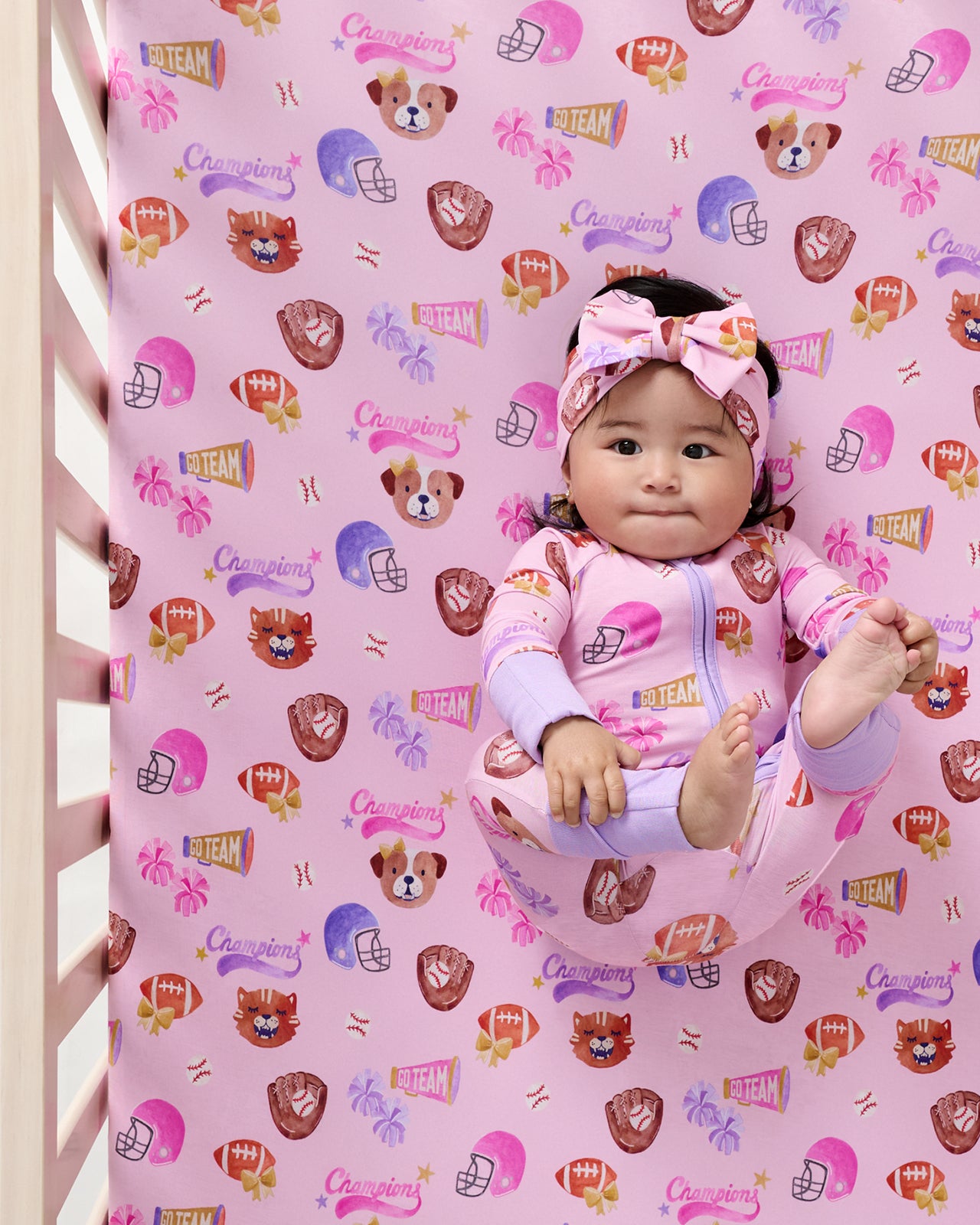 Team Spirit Pink Fitted Crib Sheet - Standard