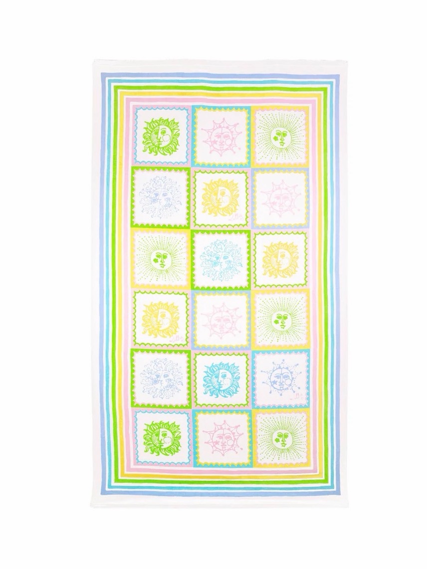Lilly Pulitzer Other | Nwt Lilly Pulitzer Pastel Sun Tiles Garden Home Beach Towel | Color: Green/Yellow | Size: Os