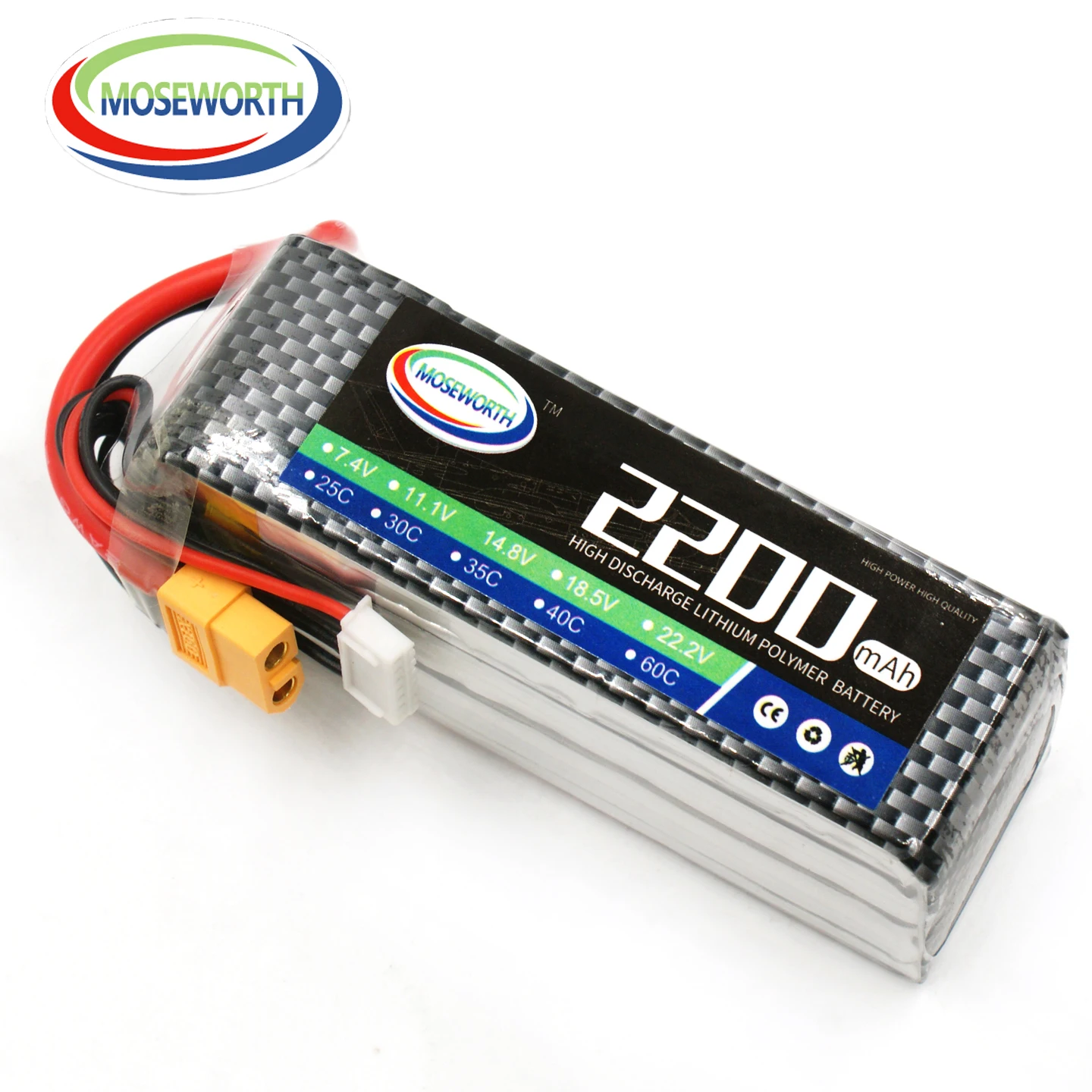 2200 mAh 2S 3S 4S 5S 6S Lipo Batterie 7,4 V 11,1 V 14,8 V 18,5 V 22,2 V 25C 30C 35C 40C 60C RC Spielzeug LiPo Batterien RC Flugzeug Drone