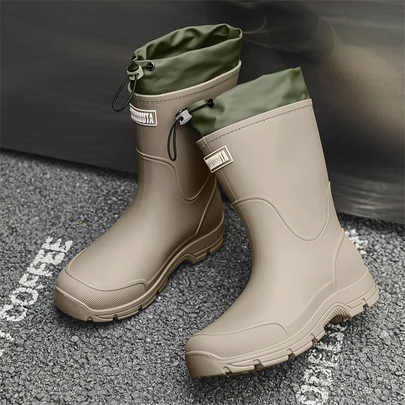 Männer Regen Stiefel Wasserdichte Arbeits Schuhe Mode Im Freien Nicht-slip Wasser Schuhe Angeln Mid-kalb Stiefel Plattform Paare gummi Stiefel