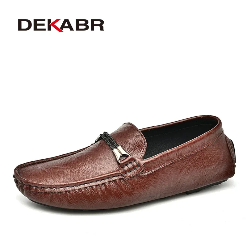 DEKABR Marke Neue Männer Casual Schuhe Männer Leder Loafer Weiche Mokassins Nicht-slip Wohnungen Fahren Schuhe Mode Männer Schuhe größe 38-47