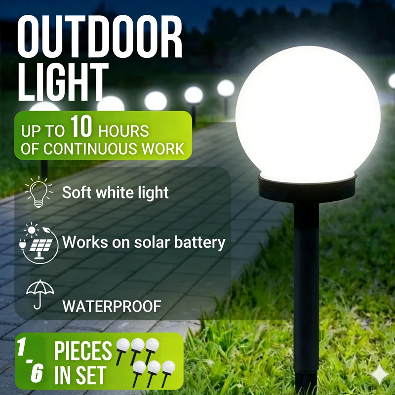 1/3/6 Stück Solarbetriebene LED-Glühbirne Energiesparlampe Wasserdichte Außengartenleuchte Solarpanel-Kugelleuchten Rasen- und Hoflampe