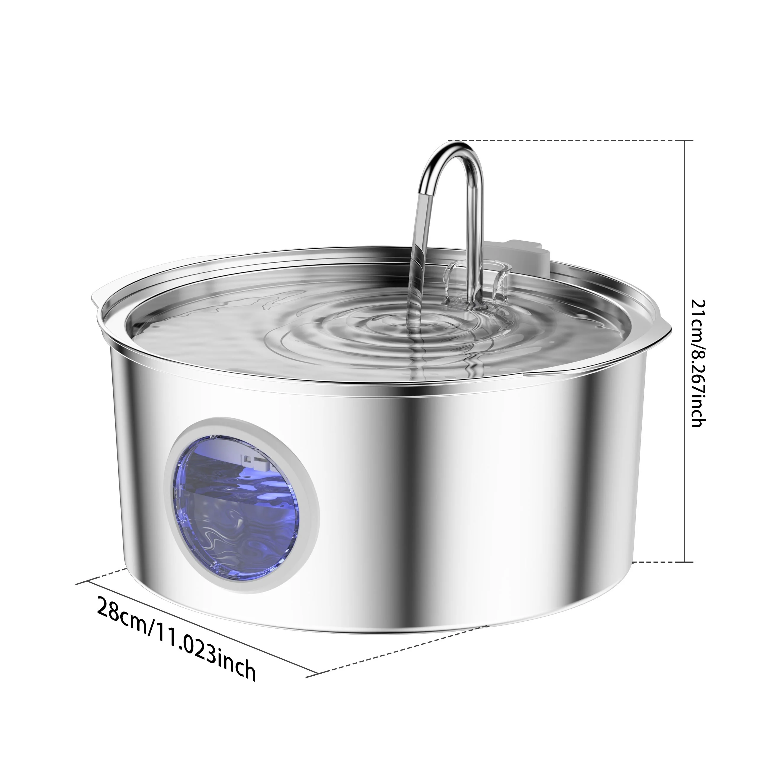 7L Große Kapazität Edelstahl Katze Wasser Brunnen Hund Haustier Automatische Trinken Brunnen Feeder Schüssel Fenster Leise (Kein 5V 1A Stecker)