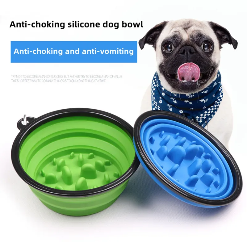 Slow Food Schüssel für kleine und große Hunde, 1L Outdoor-Reiseschüssel für Hunde, faltbar mit Schnalle, Futterbehälter für Welpen, Hunde- und Katzenschüsseln, Haustierprodukte