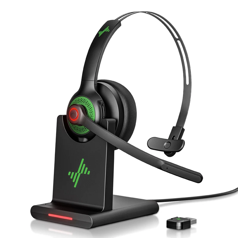 JIAMQISHI Bluetooth 5.2 Kabelloses Headset für die Arbeit mit Mikrofon, On-Ear-Kopfhörer, geeignet für PC, Laptop, Telefon, Android, Zoom, Büro