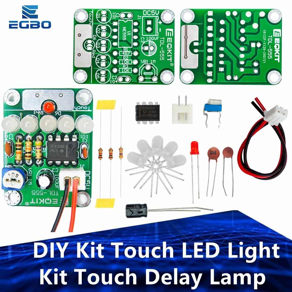 Egbo diy kit touch led licht kit touch verzögerung lampe elektronische teile produktions kit dc 5v einstellbar 3s bis 130s einstellbar