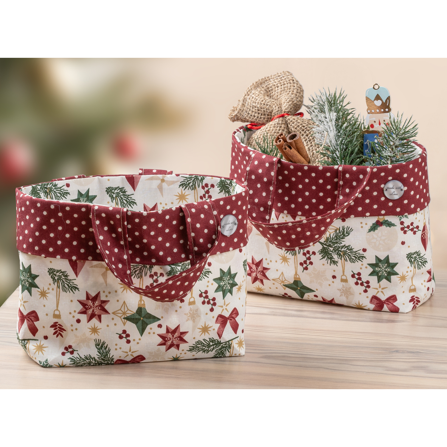 buttinette Näh-Set Geschenktäschchen X-Mas, 2 Stück