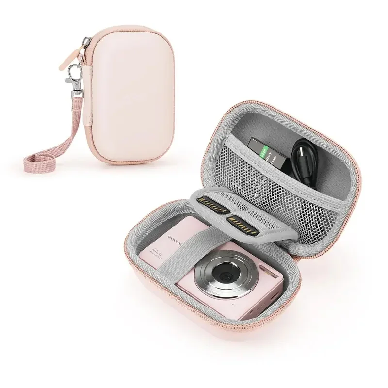 Étui pour appareil photo numérique, pour appareils photo numériques Samsung/Canon/Sony/Nikon, sac de transport mignon pour cartes SD, rose