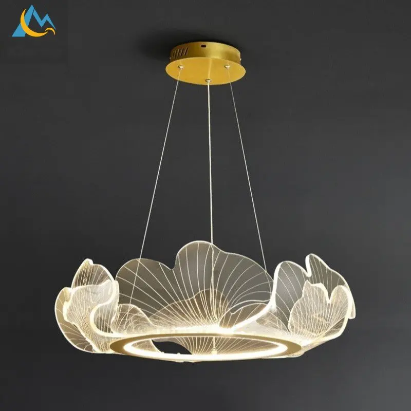 Nordic Moderne Highlight Acryl LED Kronleuchter Esszimmer Schlafzimmer Anhänger Licht Studie Wohnzimmer Decor Lotus Blatt Anhänger Lampe