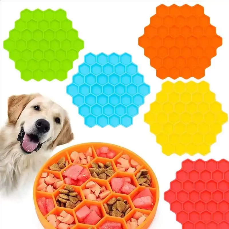 Pet Supplies Katze Waben Feeder Anti-würgen Saugnapf Anti-knockover Slow Food Schüssel Welpen Anti-slip silikon Lecken Matte