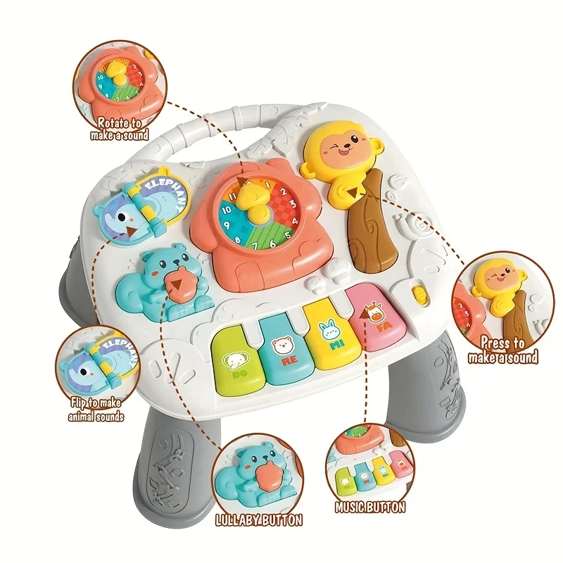 Multifunktionaler Baby-Spieltisch, Klaviertasten mit Tiergeräuschen, Lernspielzeug für die kognitive Entwicklung, Unverzichtbar für die Eltern-Kind-Interaktion