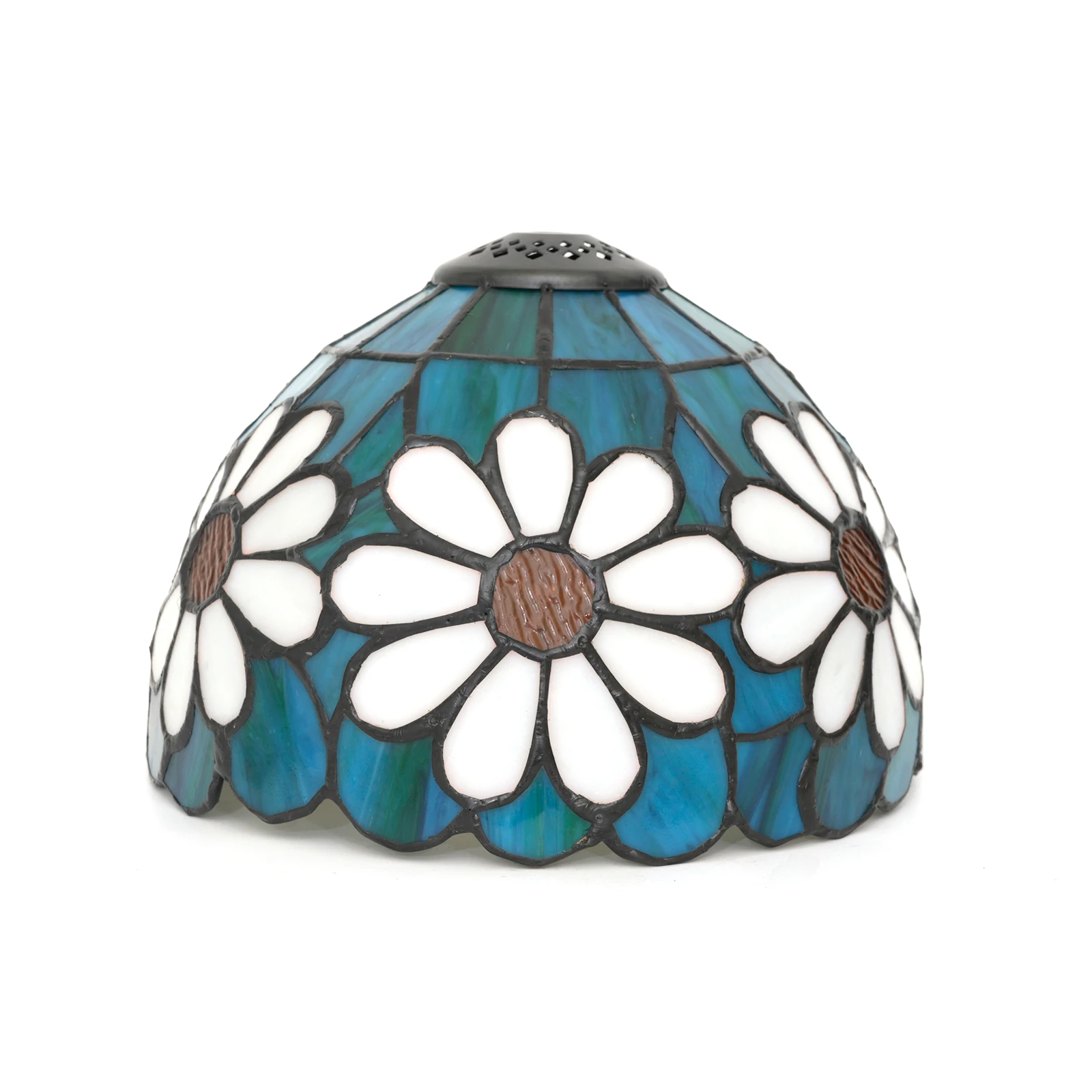Kleiner Tiffany-Lampenschirm-Ersatz, nur Buntglas im Blumenstil, 8 Zoll, passend für Tisch- und Schreibtischlampen, Pendelleuchten